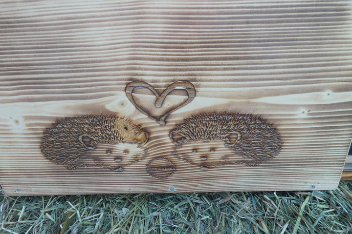 Igelfutterhaus XXL 80x40x32cm Vollholz mit Rattenklappe - Bild 6