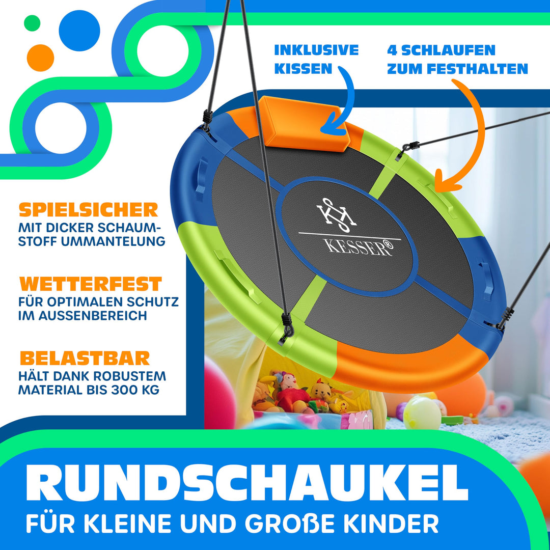 Nestschaukel Ø 120 cm mit Kissen &amp; 4 Griffen bis 300 kg Indoor &amp; Outdoor - Bild 2