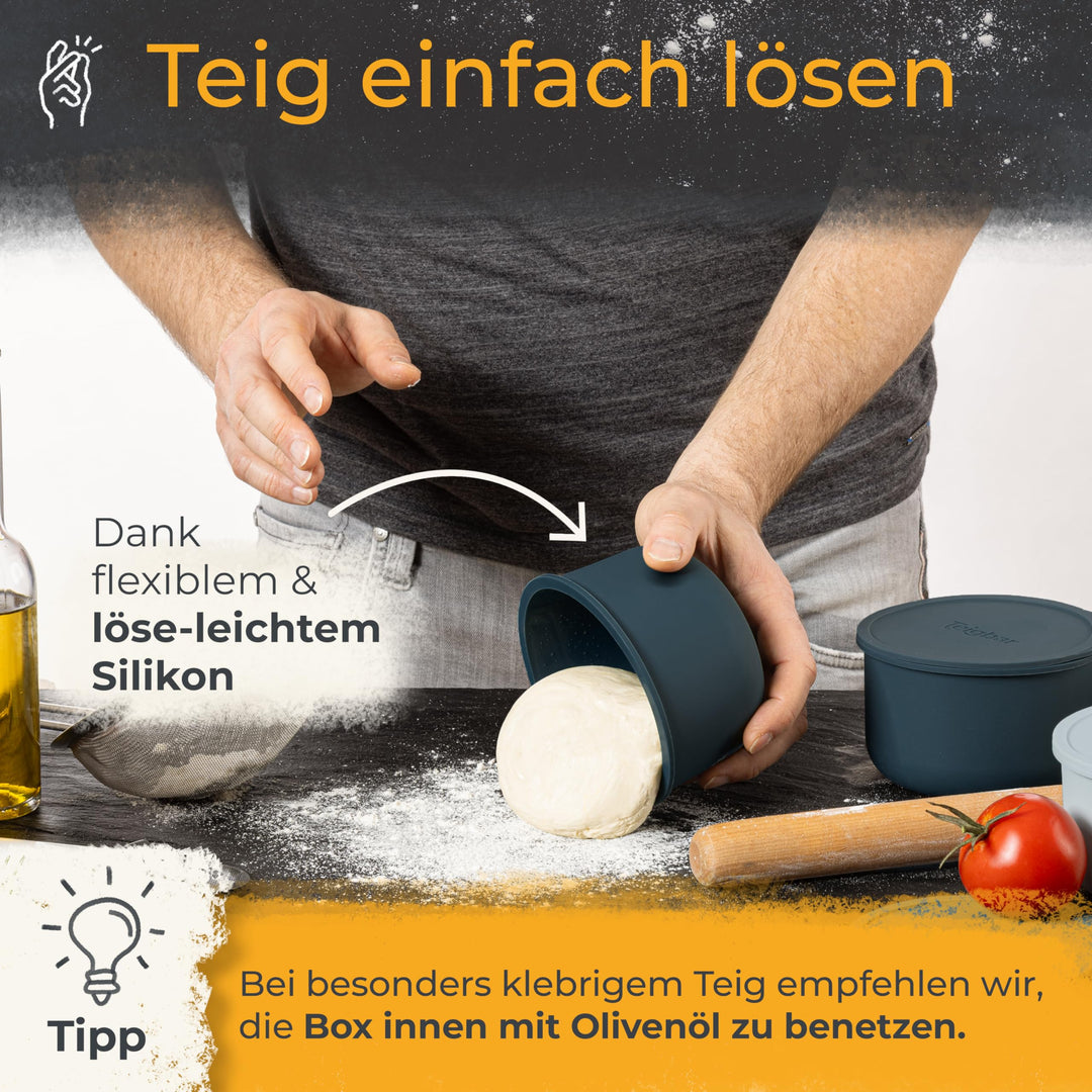 Pizzateigbox Silikon mit Deckel 6er-Set für je 350g Teig - Bild 5