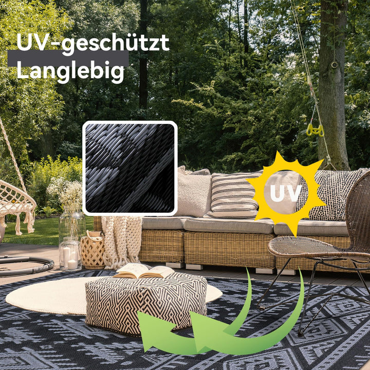 Outdoor Teppich wendbar 150x240 cm Schwarz/Grau geometrisch - Bild 4