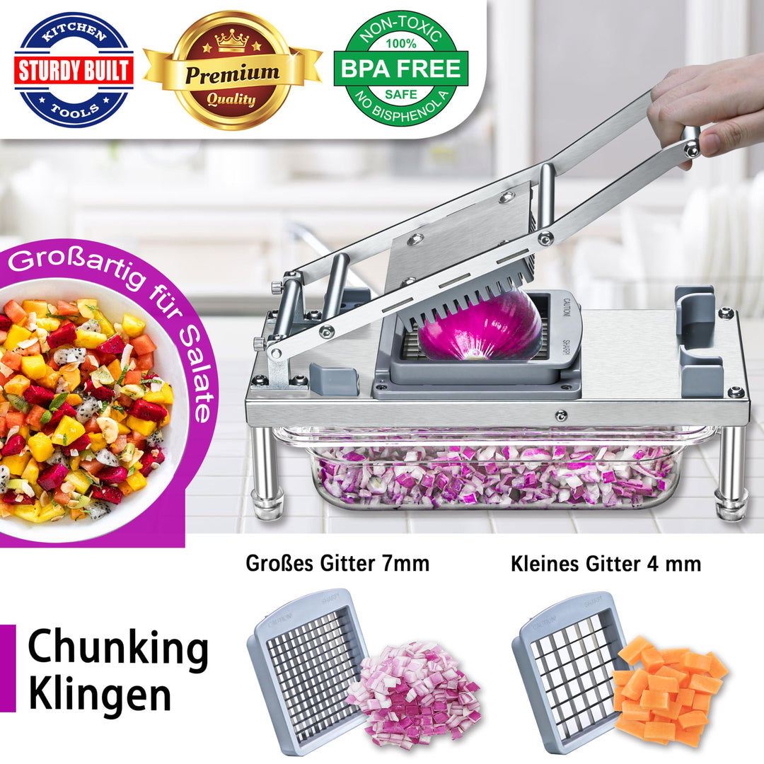 Gemüseschneider Edelstahl mit 8 Klingen und Behälter - Bild 2