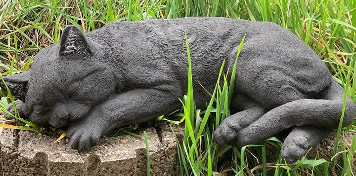 Katzenfigur schlafend Steinguss schwarz frostfest 38 cm Gartendeko - Bild 7