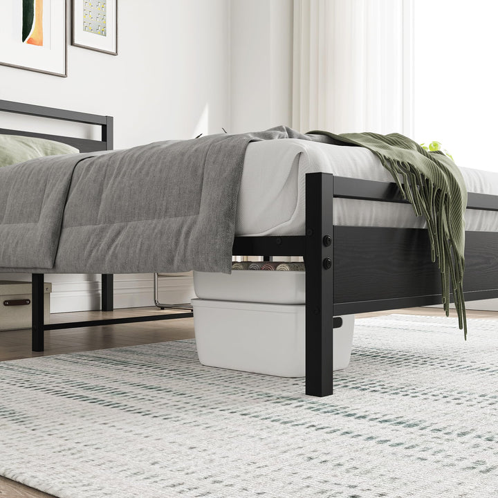 Metallbett Einzelbett 90x200 mit Kopfteil Stahl Schwarz