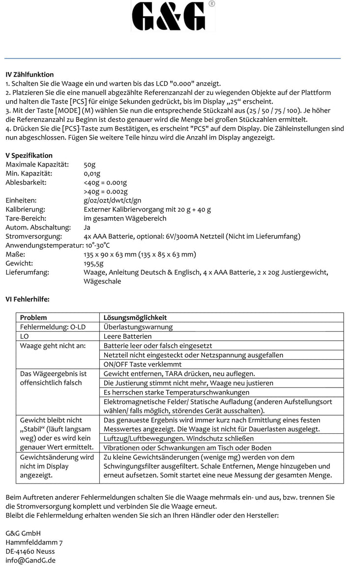 Feinwaage digital 50g / 0,001g mit Kalibriergewichten und Wiegeschale - Bild 6