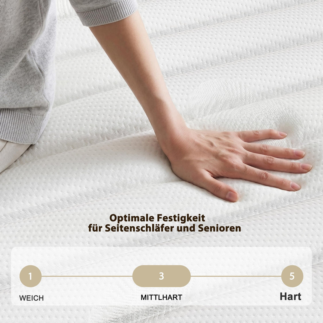 Taschenfederkernmatratze 140x200 cm H2 Gel-Memory-Schaum 7-Zonen 25 cm - Bild 6