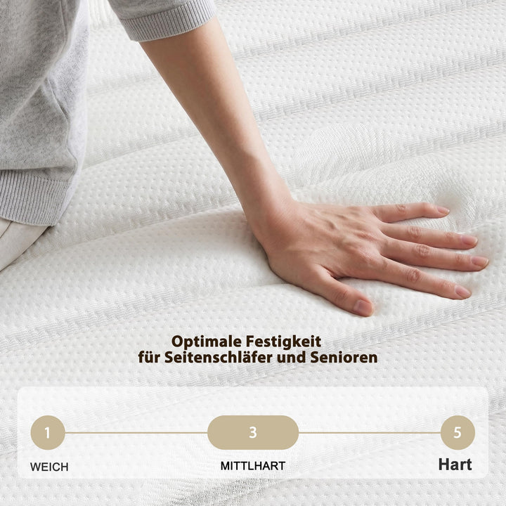 Taschenfederkernmatratze 140x200 cm H2 Gel-Memory-Schaum 7-Zonen 25 cm - Bild 6