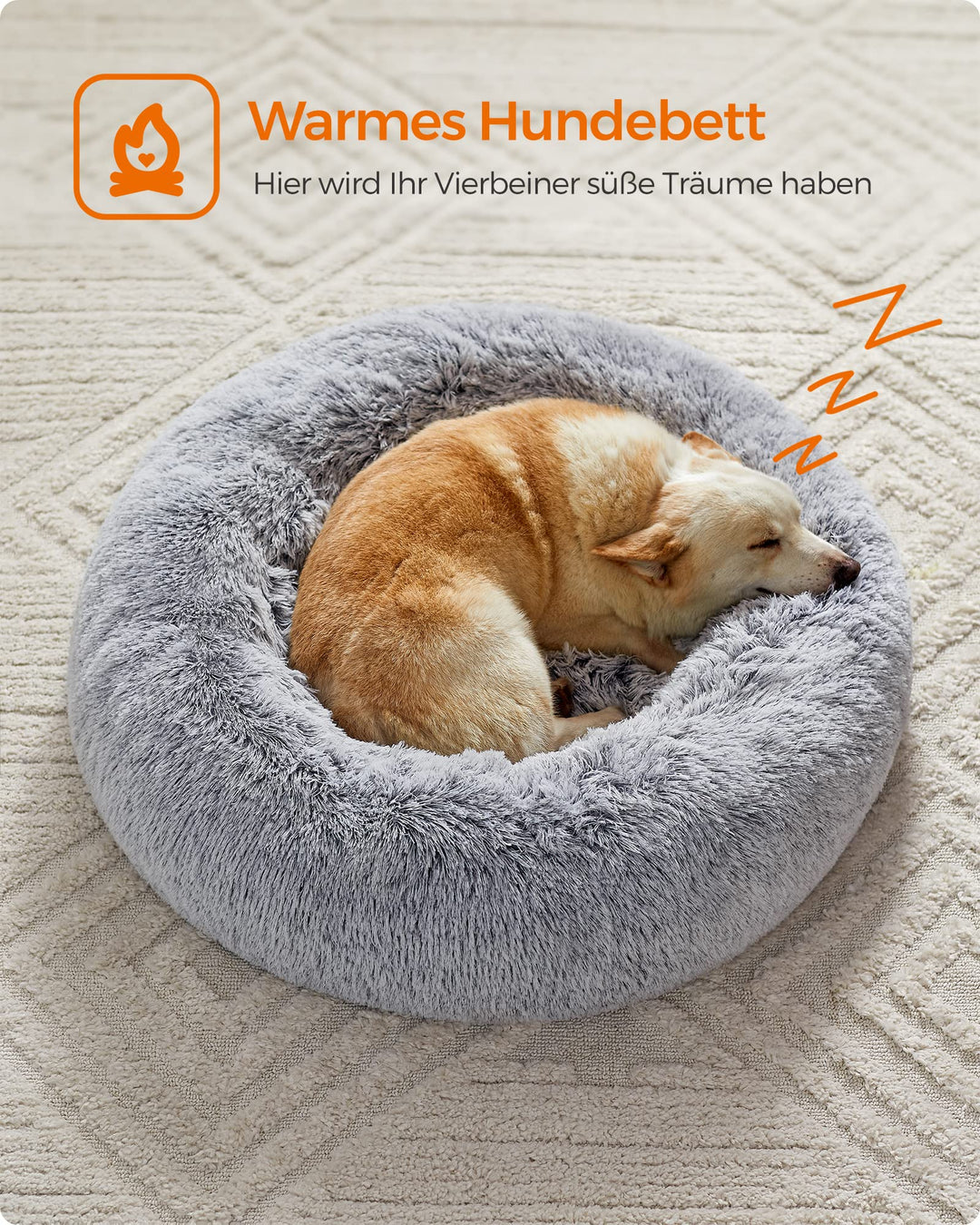 Hundebett Donut Plüsch 80 cm waschbar für Hunde bis 20 kg - Bild 9