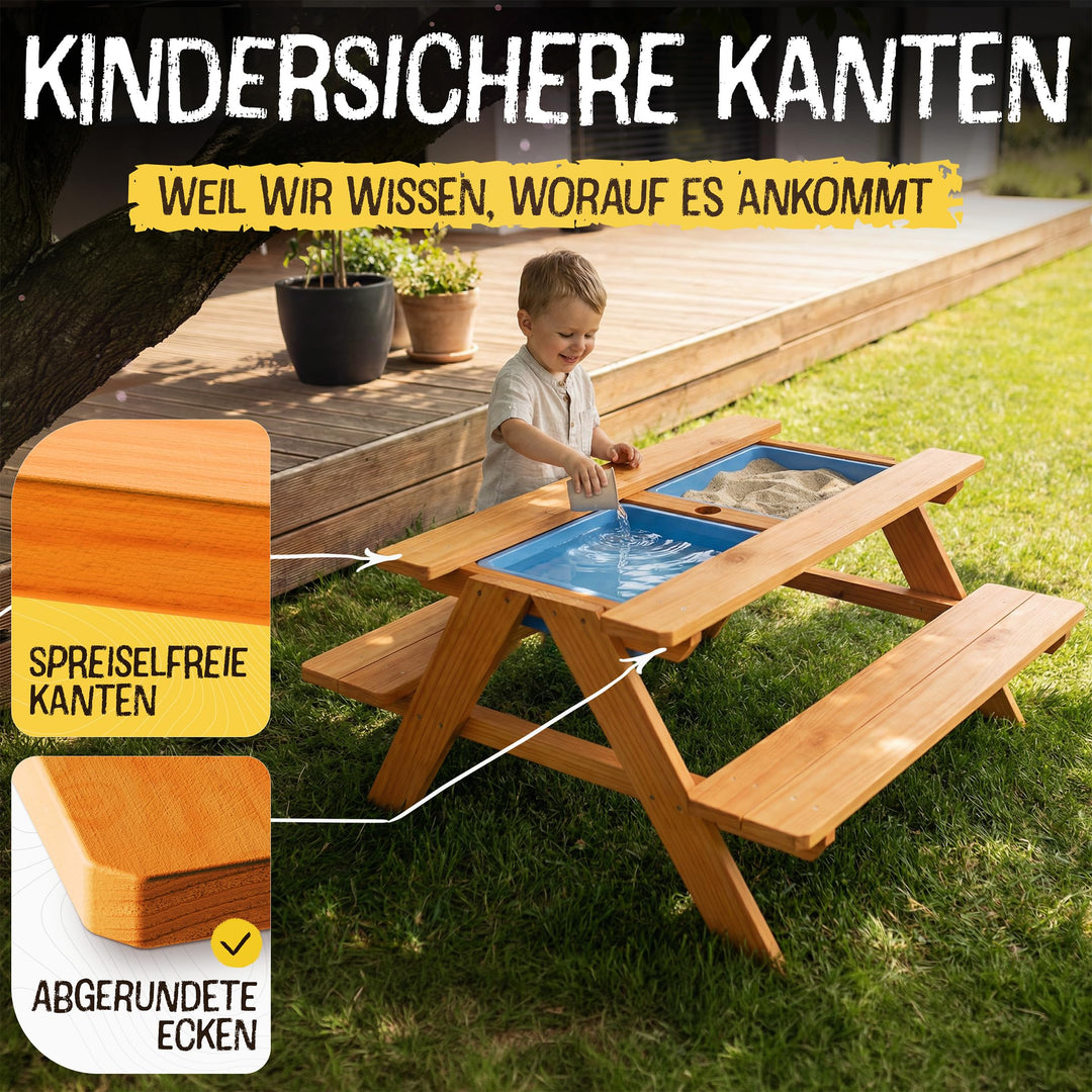 Kindersitzgruppe mit Matschtisch Holz 2-in-1 Outdoor 90x80x50 cm - Bild 5