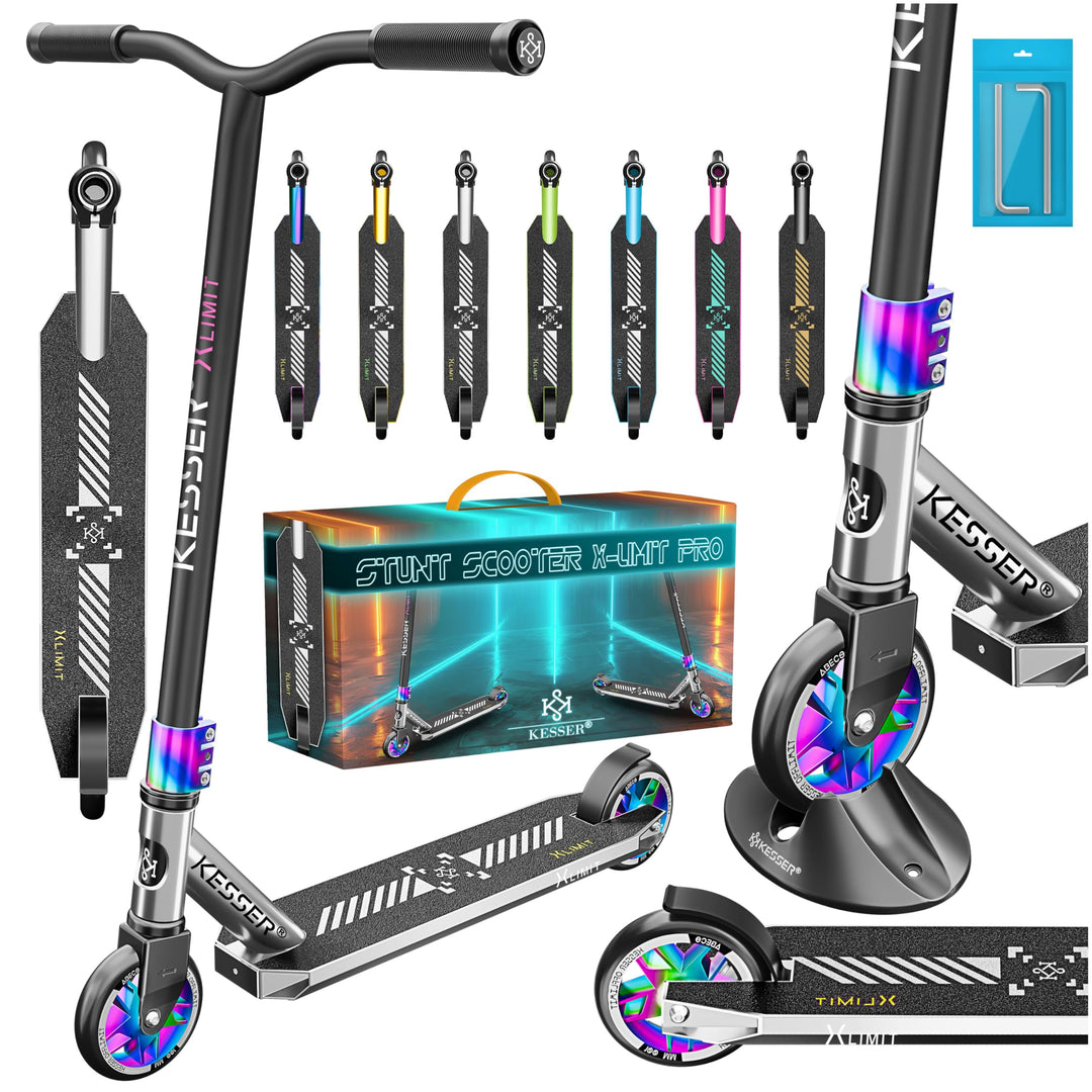 Stunt Scooter 360° Lenkung Aluminium 110mm PU-Räder ABEC-9 mit Ständer