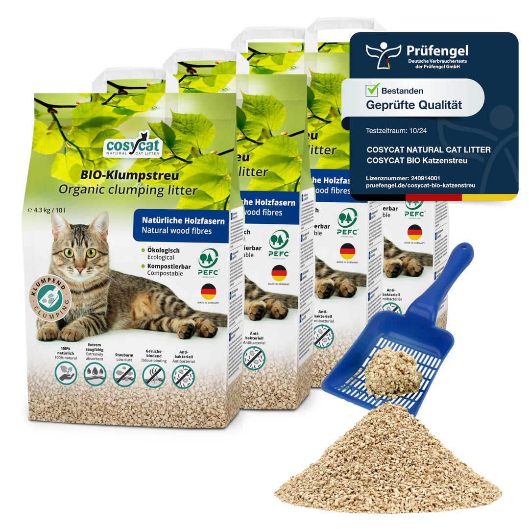 Katzenstreu aus Holz klumpend fein 4x10l toilettenspülbar