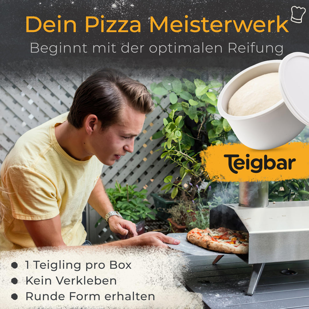 Pizzaballenbox Silikon 6er-Set mit Deckel für bis 350g Teig - Bild 2