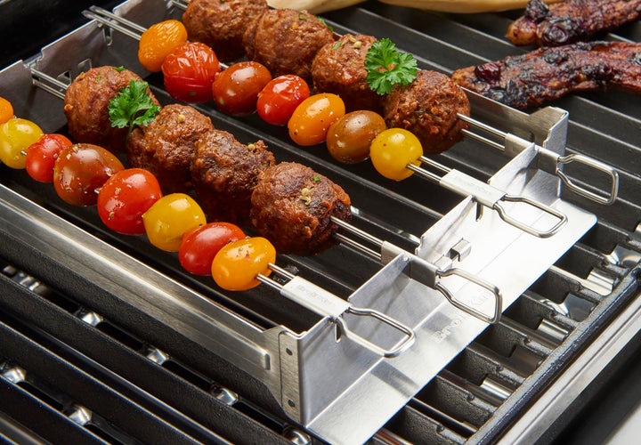 Spiessgestell für Grill Edelstahl mit 4 Doppelspiessen 30,5 cm - Bild 3