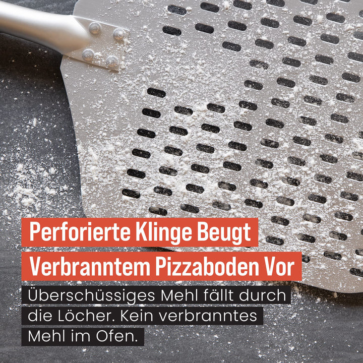 Pizzaschieber perforiert Aluminium mit Buchenholzgriff 124 cm - Bild 5