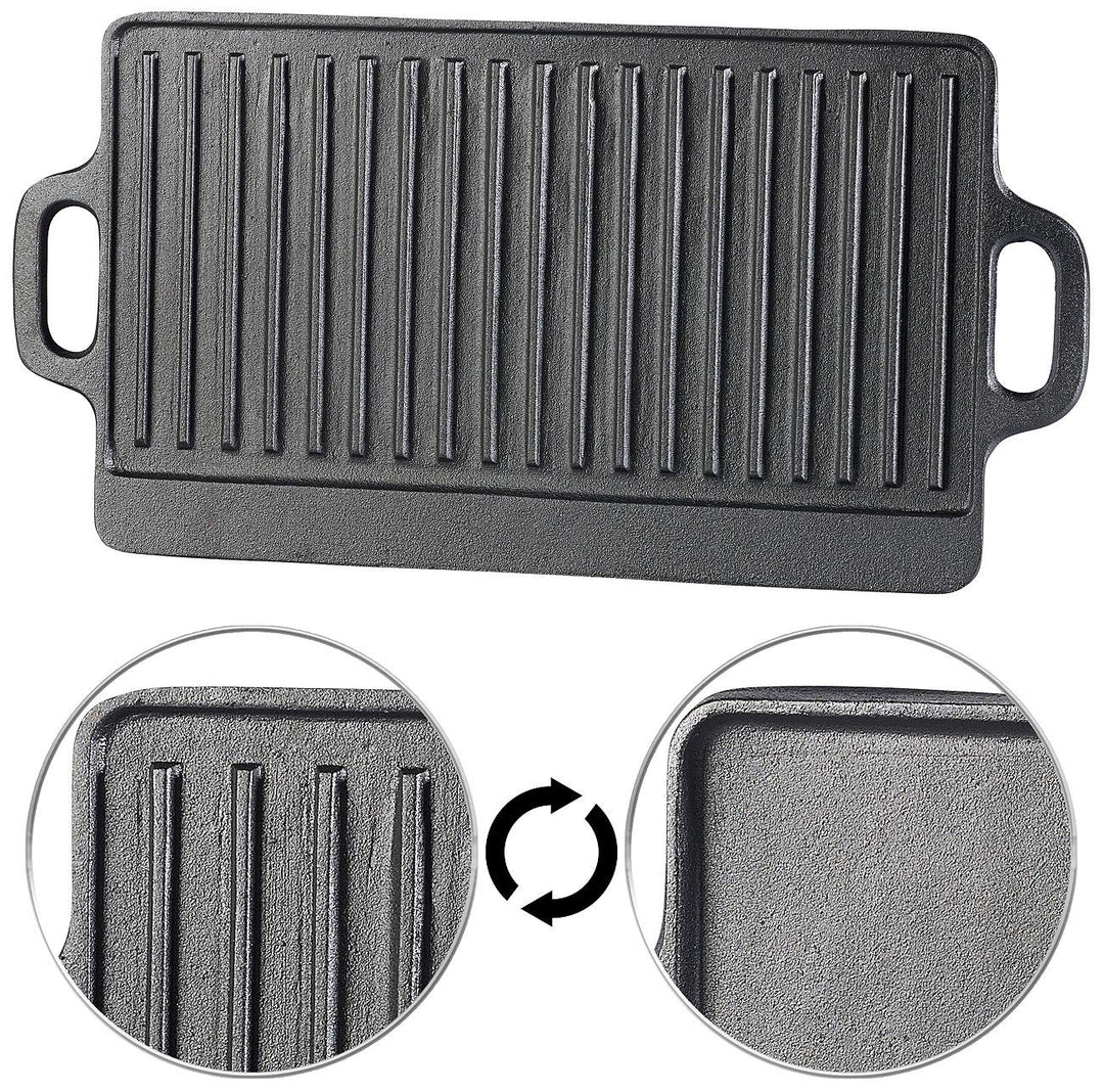 Gusseisen Grillplatte Wende-Set 2-teilig 46x23 cm für Grill und Ofen - Bild 8