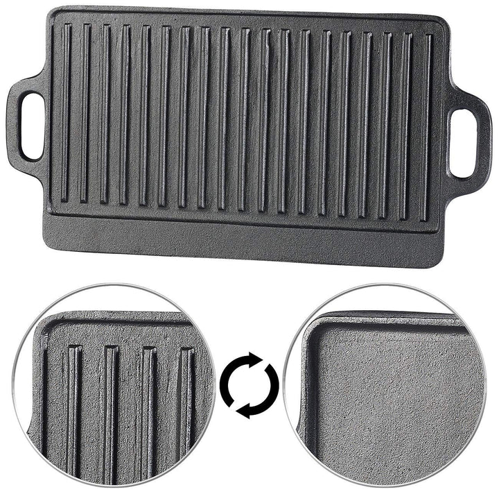 Gusseisen Grillplatte Wende-Set 2-teilig 46x23 cm für Grill und Ofen - Bild 8