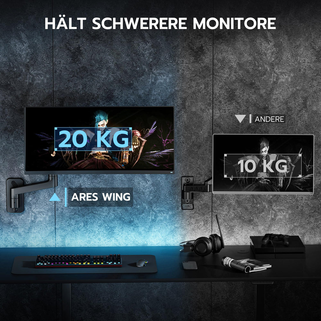 Monitor Wandhalterung bis 49 Zoll Stahl/Alu schwarz mit Gasdruckfeder - Bild 6