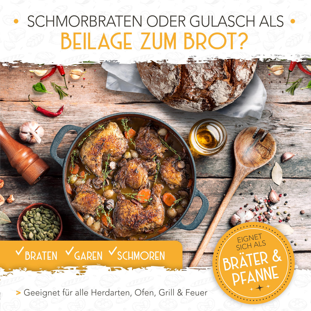 Brotbacktopf Gusseisen 26 cm mit Gärkörbchen Rattan-Set - Bild 6