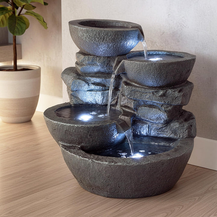 Zimmerbrunnen mit LED Beleuchtung Steinoptik Innen &amp; Aussen 48 cm - Bild 3