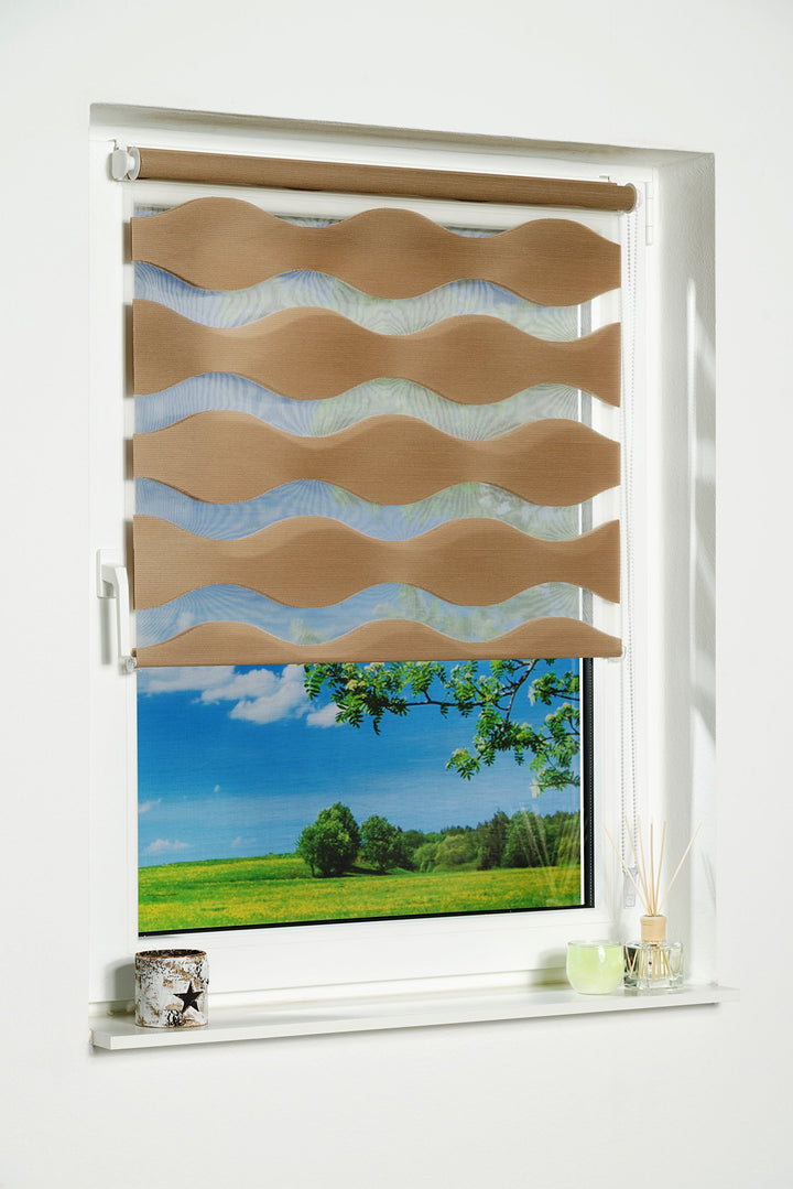 Doppelrollo Klemmfix Welle Taupe 70x200 cm ohne Bohren - Bild 3