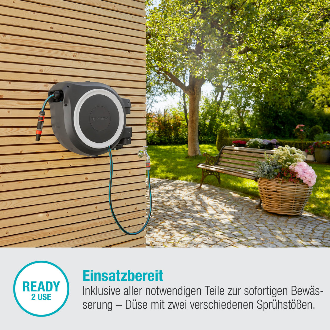 Wand-Schlauchbox mit Aufrollautomatik 35m Schlauch fuer grosse Gaerten - Bild 5