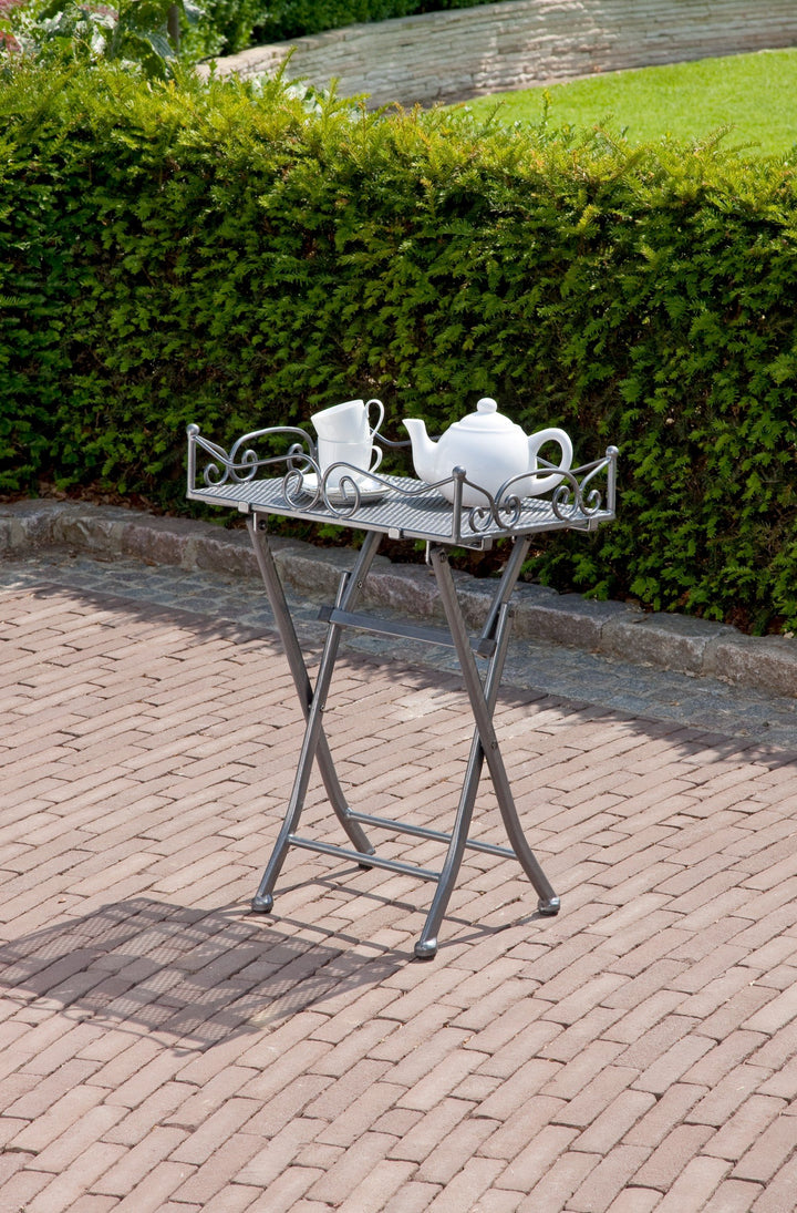 Beistelltisch Garten Stahl eisengrau mit abnehmbarem Tablett 51x69cm - Bild 2