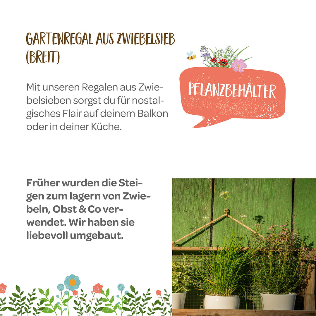 Pflanzenregal Holz Vintage-Zwiebelsieb-Design 75x18,5x35,5 cm - Bild 3
