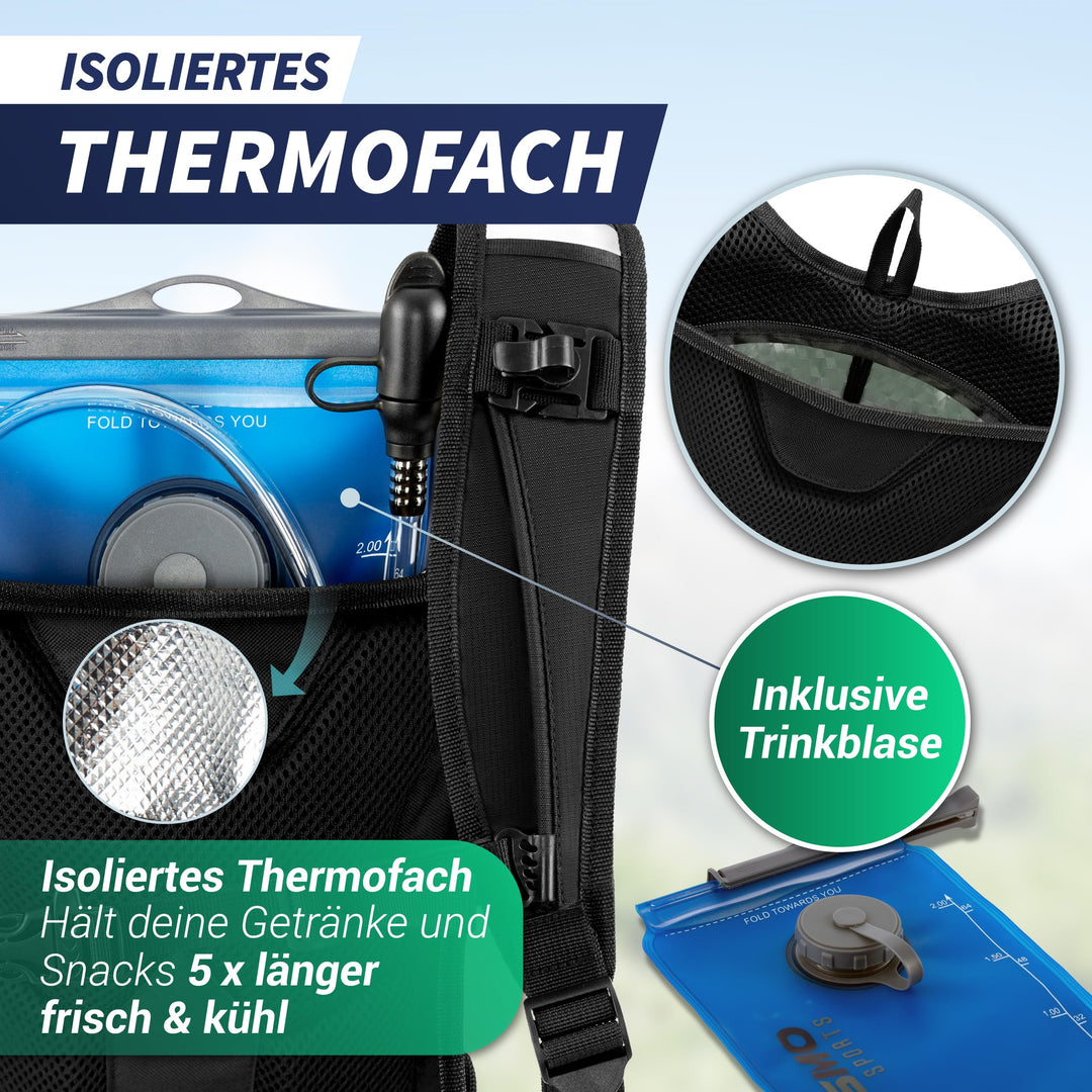 Fahrradrucksack 10+3L mit Trinkblase, Thermofach &amp; Helmnetz - Bild 5