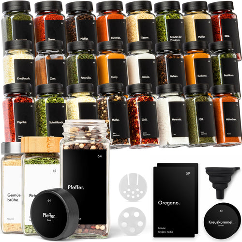Gewürzgläser mit Streueinsatz 24er-Set 120ml luftdicht eckig