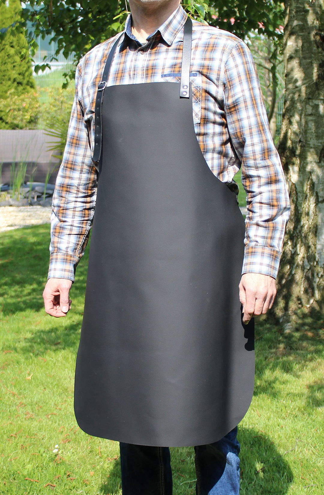 Grillschürze Echtleder schwarz 70x90 cm für Grill und Werkstatt - Bild 2