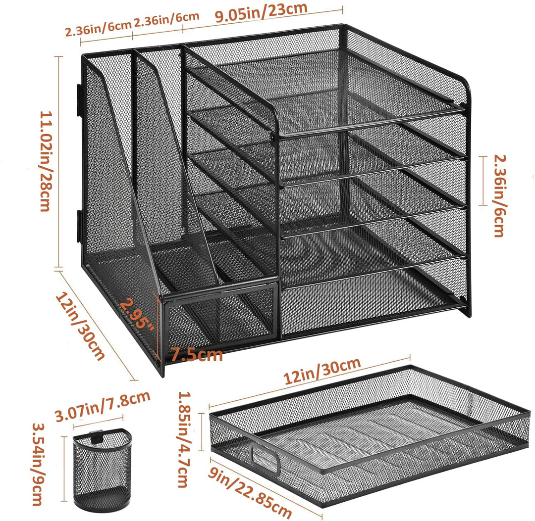 Schreibtisch Organizer Metall 5 Ebenen mit Schublade und Stifthalter - Bild 8