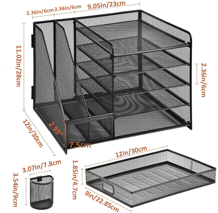 Schreibtisch Organizer Metall 5 Ebenen mit Schublade und Stifthalter - Bild 8