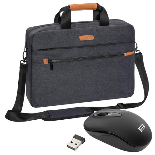Laptoptasche 15,6 Zoll Umhängetasche mit Schultergurt und Maus, Grau