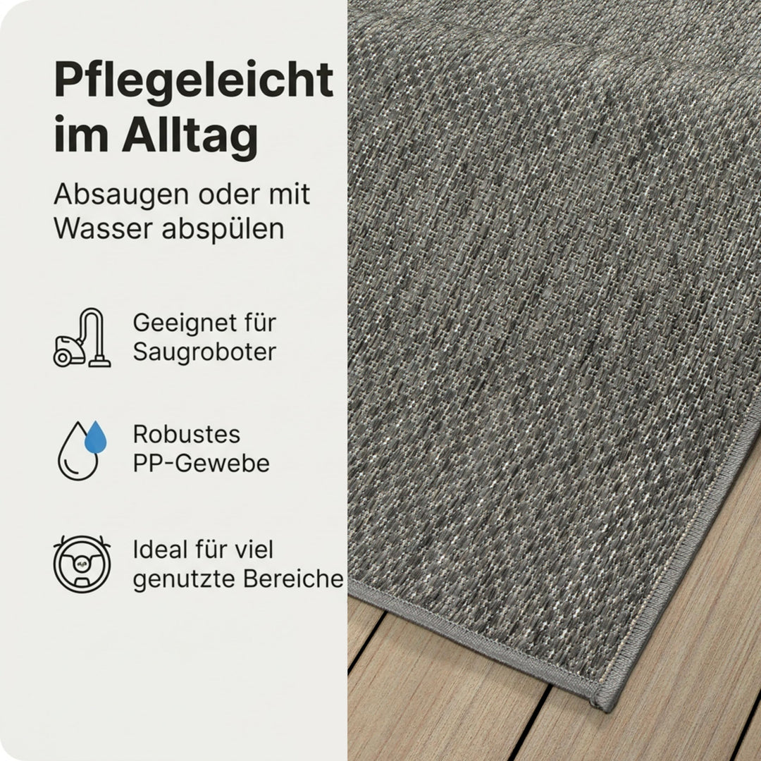 Outdoor Teppich wetterfest UV-beständig Anthrazit 240x340 cm - Bild 7