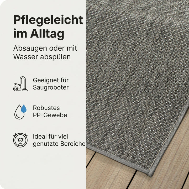 Outdoor Teppich wetterfest UV-beständig Anthrazit 240x340 cm - Bild 7