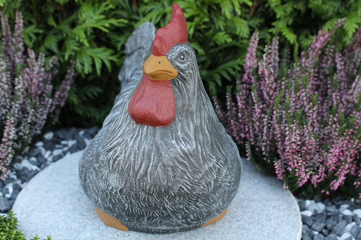 Gartenfigur Hahn &amp; Huhn 2er Set Steinguss Basaltgrau frostfest - Bild 3