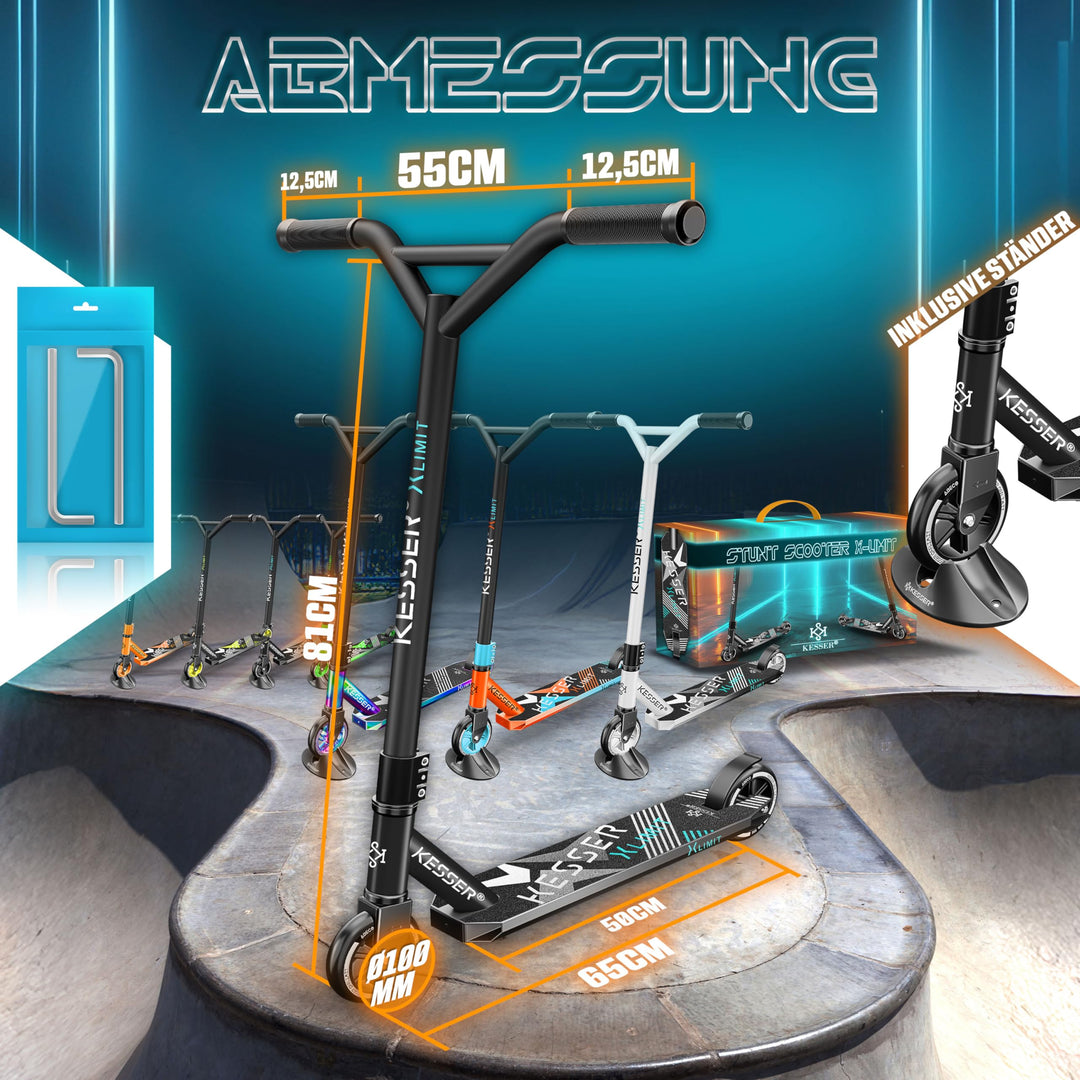 Stunt Scooter 360° Lenkung Aluminium ABEC-9 100mm PU-Räder Kinder Erwachsene - Bild 8