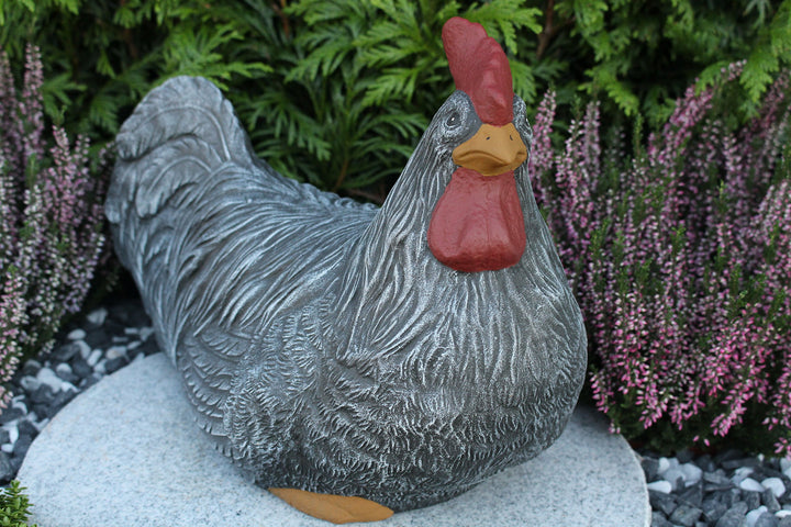 Gartenfigur Hahn &amp; Huhn 2er Set Steinguss Basaltgrau frostfest - Bild 2