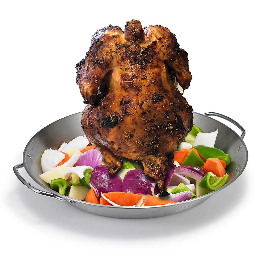 Hähnchenbräter Edelstahl mit Beilagenschale für Grill &amp; Backofen - Bild 2