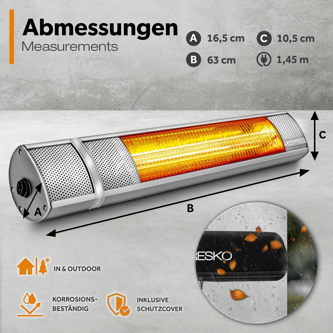Infrarot Heizstrahler 2000W mit Fernbedienung Innen &amp; Aussen - Bild 5