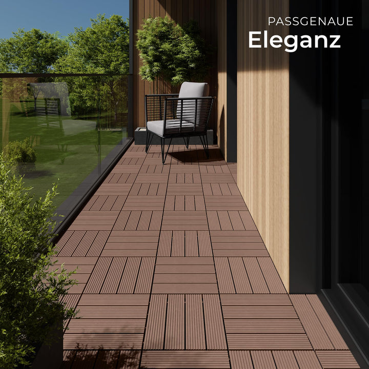 WPC Klickfliesen Holzoptik 31x31 cm 22er Set 2,11 m² Terrasse Balkon - Bild 7