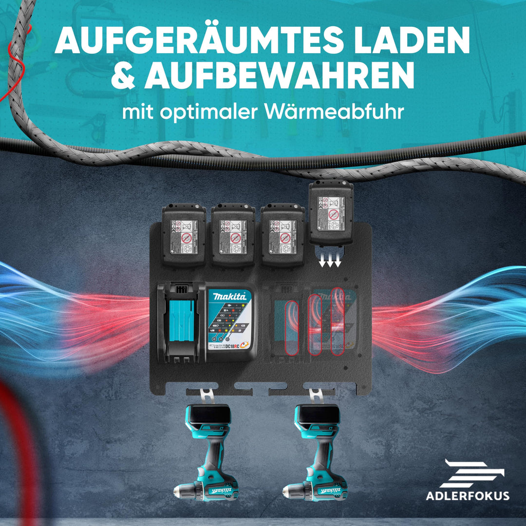 Wandhalterung Akkus &amp; Ladegeräte 18V/14V mit Lüftung, Made in Germany - Bild 7