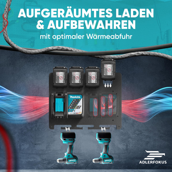 Wandhalterung Akkus &amp; Ladegeräte 18V/14V mit Lüftung, Made in Germany - Bild 7