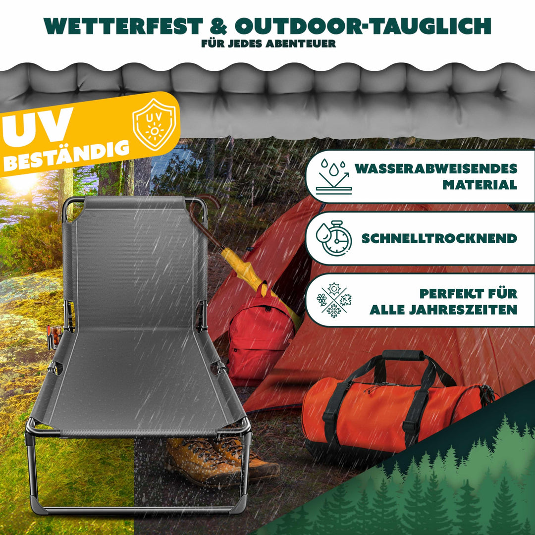Campingbett klappbar 190x68cm bis 250kg Oxford-Gewebe mit Zubehör - Bild 4