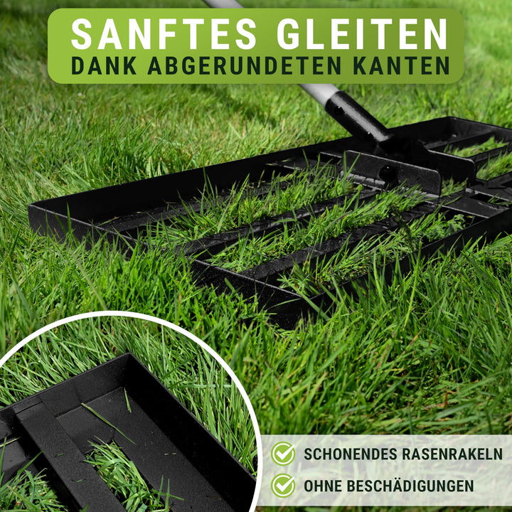 Rasennivellierechen 80x30cm Metall mit 2m Stiel inkl. Handschuhe - Bild 6