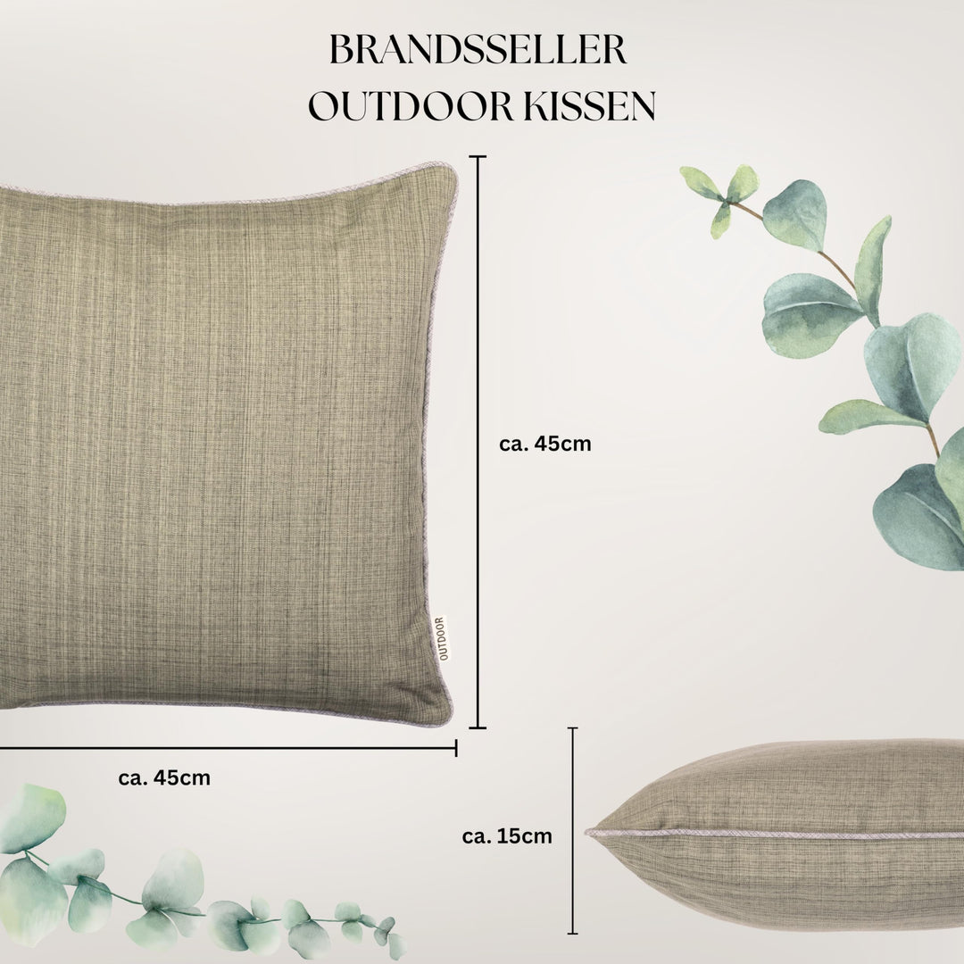 Outdoor-Kissen 4er Set 45x45 cm Leinenoptik wasserabweisend Taupe - Bild 2