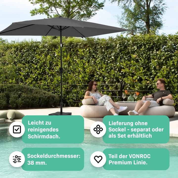 Sonnenschirm rechteckig 200x300 cm knickbar mit Kurbel UV50+ - Bild 5