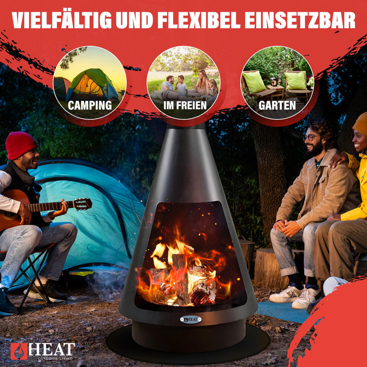 Terrassenofen Stahl 50x50x140 cm Holzfeuer Feuersäule Outdoor - Bild 5