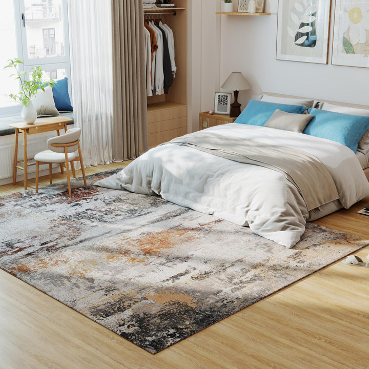 Kurzflor Teppich waschbar 160x230 cm abstraktes Muster rutschfest - Bild 3