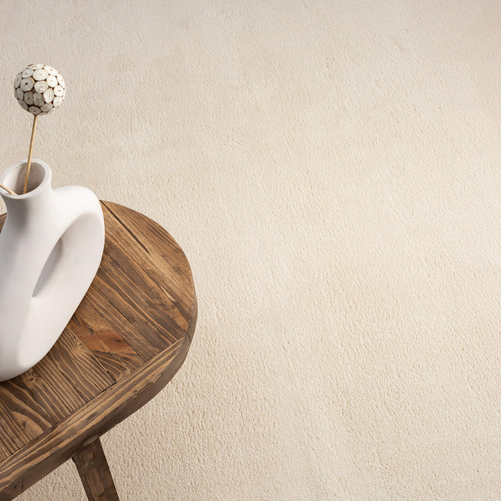 Kurzflor Teppich Rund 200cm Felloptik Beige waschbar Anti-Rutsch - Bild 4
