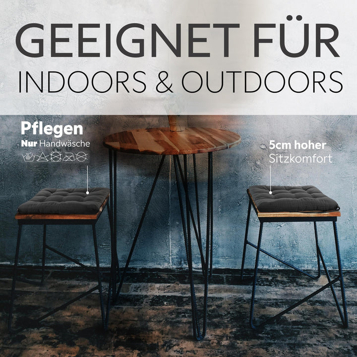 Sitzkissen 40x40x5 cm 4er-Set gesteppt für Indoor &amp; Outdoor - Bild 5